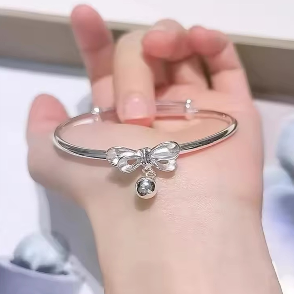 ◾️Sterling Silver Bow Round Bangle Cuff Bracelet